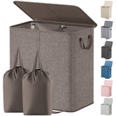 Lifewit double laundry hamper with lid, front view, discreet storage for dirty clothes.