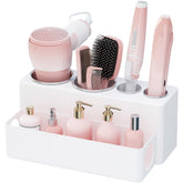 Lifewit hair tool organizer top view on bathroom counter for neat storage.