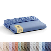 Linen Home 100 percent cotton percale fitted sheet in baby blue offers crisp comfort.
