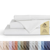 Linen Home percale sheets full-size white 4-piece set for hotel-like comfort