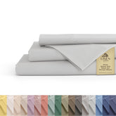 Linen Home percale queen silver flat sheet close-up showing crisp feel for cool nights