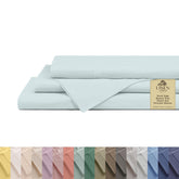 Linen Home queen percale flat sheet in blue duck egg, crisp and breathable for sleep