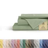 Linen Home sage percale flat sheet king with hotel-grade crispness.