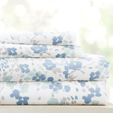 Linen Market violets light blue queen sheet-set 4-piece on bed for cozy sleep