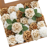 Ling's moment gold foam rose with stem for elegant 3-inch centerpieces.