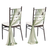 Ling's moment sage milky green wedding chair sash adds romantic aisle drama.