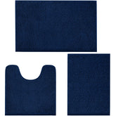 LINLA 3 piece navy bath rug set small rug detail for soft underfoot comfort