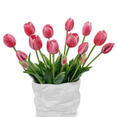 LINSIE deep pink tulips bouquet offers lifelike latex texture for premium home decor.