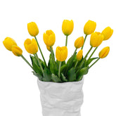 LINSIE yellow artificial tulips close-up shows lifelike latex texture for premium decor