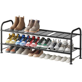 LINZINAR 2-tier shoe rack front view showing ample storage for family footwear