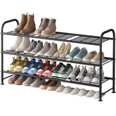 LINZINAR shoe rack 3-tier long frame organizes closet with ample storage
