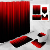 Litabel red and black gradient shower curtain close-up showing durable waterproof fabric.