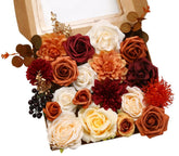 LITOYNAN orange-burgundy artificial flowers boxed set for DIY wedding arrangements.