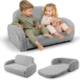 Little Dove 2-in-1 Sherpa fold-out kids couch front view for cozy nap-ready moments