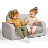 Little Dove 3-in-1 couch gray front view, soft surface for playful learning