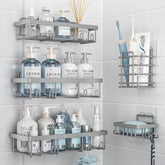 Liuoud 5-pack shower caddies grey for compact bath storage.