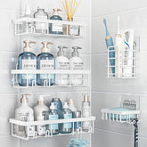 Liuoud shower caddy trio mounted on wall with strong adhesive for secure bathroom storage