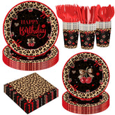 Liushugu red cheetah plates 9-inch for bold party dining and fast cleanup