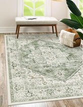 LIVEBOX washable area rug 5x7 folded for easy seasonal storage with no creases.