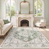 LiveBOX washable area rug 8x10 sage tribal pattern for easy cleaning in busy living spaces.