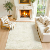 LIVELYGLOW 5x7 rug with vintage floral medallion pattern enhances living room decor.