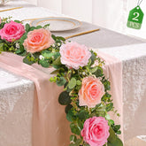 Livole rose-ombre garland with lifelike roses for romantic wedding backdrops.