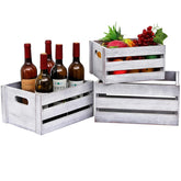 LKMANY storage crates small with rustic finish for compact desk organization