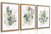 LLEEMPI sage green wall art set of 3 with framed botanicals for modern living spaces