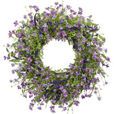 LLZLL Purple Spring Wreath on front door enhances curb appeal with violet and lavender tones.