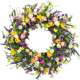 LLZLL spring wreath on front door adds welcoming color and charm