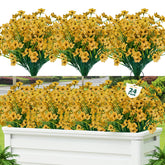 Lnoicy yellow artificial flowers on front porch offering durable outdoor decor