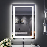 LOAAO 24x36 LED mirror with front and back lighting for makeup precision.