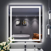 LOAAO bathroom mirror with backlit-front-lit illumination for makeup and skincare