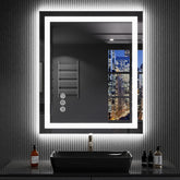 LOAAO front-light LED bathroom mirror for precise makeup with adjustable brightness.