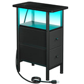 LOAKEKEL narrow end table with charging station beside sofa for easy charging