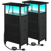 LOAKEKEL Narrow End Table top view shows compact footprint and black finish.