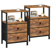 LOAKEKEL Night Stand Set 2 bedside pair with two fabric drawers for organized storage.