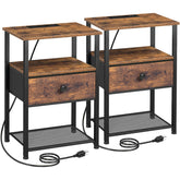 LOAKEKEL night stand set 2 with charging station showing multiple device charging