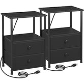 LOAKEKEL nightstand set 2 with charging station β top view shows easy device access