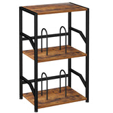 LOAKEKEL record player stand front view highlights three-tier design for organized vinyl storage