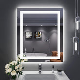 LOAAO 30X36 LED mirror shows backlit and front lit lighting for precise makeup tasks.