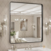 LOAAO 32x36 inch mirror with black frame offers a clear bathroom reflection