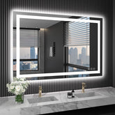 LOAAO 40x32 LED mirror with backlit and front-lit illumination for precise makeup.