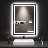 LOAAO LED bathroom mirror with backlit and front-lit illumination for makeup