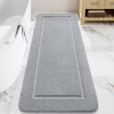LOCHAS 24x60 soft plush gray rug for warm feet after shower.
