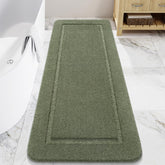 LOCHAS sage green bathroom runner with plush microfiber for warm, soft steps