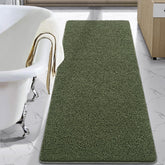 LOCHAS Luxury Bath Rug front view showcases plush chenille in olive green for cozy feet.
