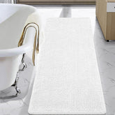 LOCHAS luxury shaggy bath rug in white with plush chenille for soft feet
