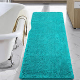 LOCHAS teal blue bath mat front view, plush, quick-drying surface