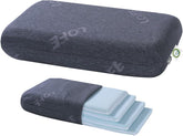 LOFE adjustable memory foam pillow shows four height options for customizable neck support